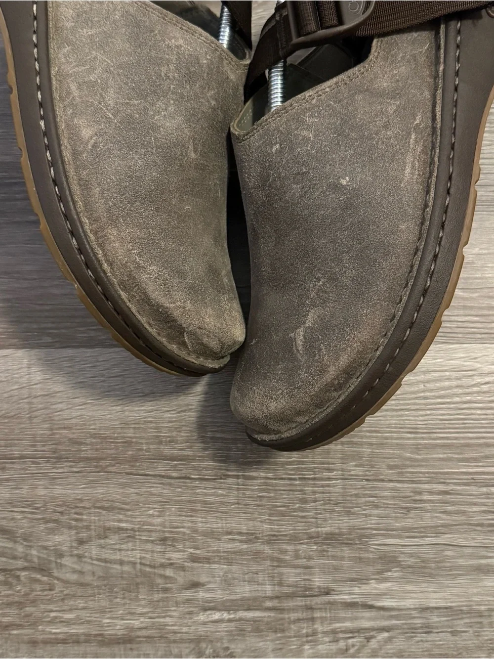 Chaco Men's Suede Slip-On Casual Shoes Adjustable Strap Gray/Brown US 10.5